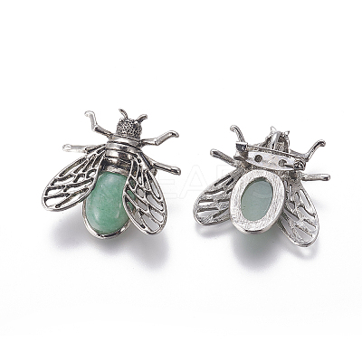 Natural Green Aventurine Brooches G-A176-D06-1-1
