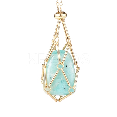 Brass Imitation Macrame Pouch Necklace Makings AJEW-TA00003-1