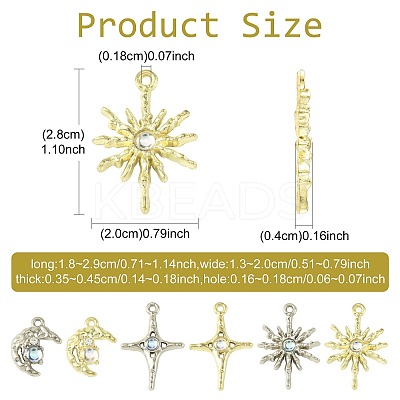 30Pcs 6 Styles Alloy & Resin Pendants Sets FIND-FS0004-90-1