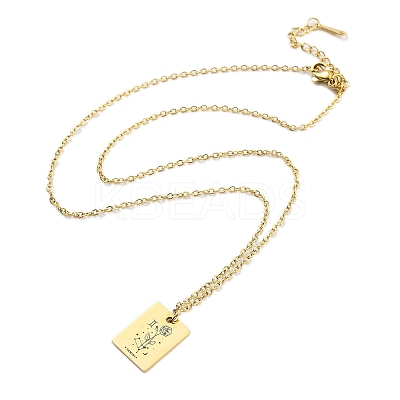 Birthday Flower 304 Stainless Steel Pendant Nacklaces For Women STAS-S124-03G-03-1