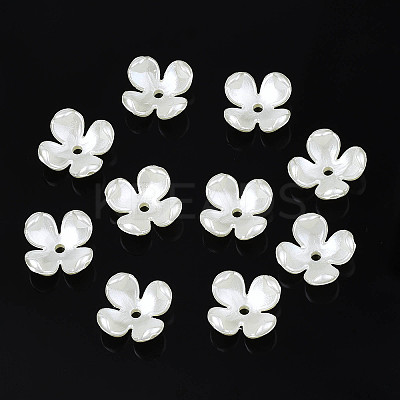 4-Petal ABS Plastic Imitation Pearl Bead Caps LS-X-OACR-S020-31-1