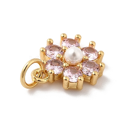 Rack Plating Brass Micro Pave Cubic Zirconia Charms KK-A160-22G-G-1