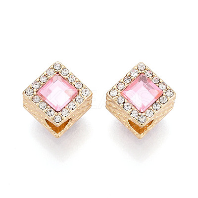 Rack Plating Alloy Rhinestone European Beads FIND-N011-01KCG-1