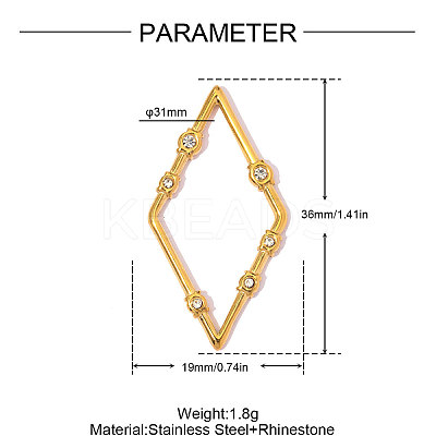 304 Stainless Steel with Crystal Rhinestone Pendants RB-OY001-81G-02-1