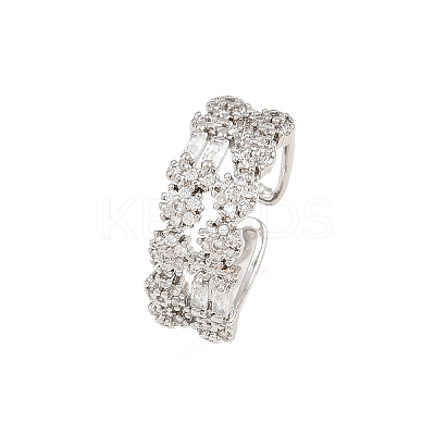 Brass Micro Pave Cubic Zirconia Cuff Rings for Women RJEW-Z113-50P-1