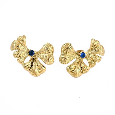Ion Plating(IP) 304 Stainless Steel Leaf Stud Earrings for Women EJEW-K281-28G-1