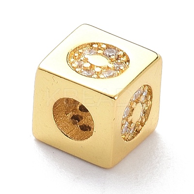 Real 18K Gold Plated Brass Micro Pave Clear Cubic Zirconia Beads ZIRC-L091-076G-O-1