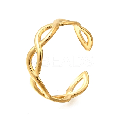 304 Stainless Steel Criss Cross Open Cuff Rings LS-RJEW-M072-14G-1