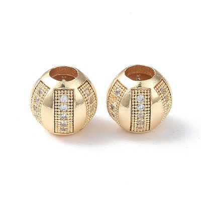 Brass Micro Pave Cubic Zirconia European Beads KK-I702-47B-1