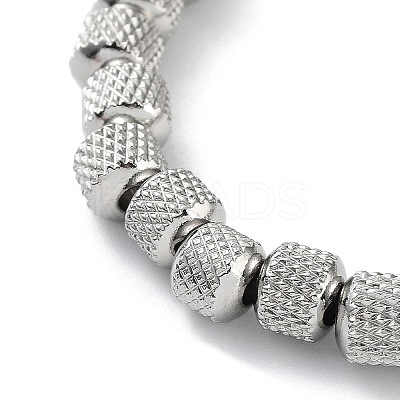 Non-Tarnish 202 Stainless Steel Grooved Column Beaded Stretch Bracelets for Men Women LS-BJEW-D034-02P-1
