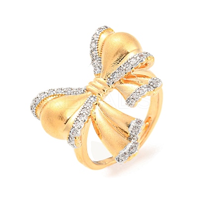 Brass Micro Pave Cubic Zirconia Adjustable Rings RJEW-E091-02G-1