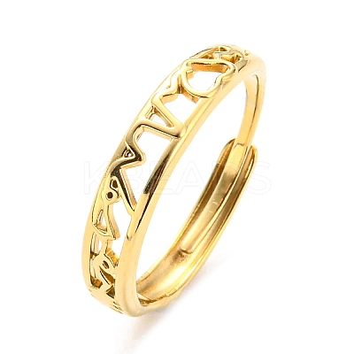 304 Stainless Steel Twist Wave Hollow Adjustable Ring for Women RJEW-C016-24G-1