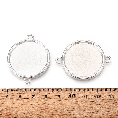 Tibetan Style Alloy Flat Round Connector Cabochon Settings PALLOY-N178-11AS-1