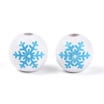 Christmas Spray Painted Schima Wood Beads WOOD-T032-35G-1