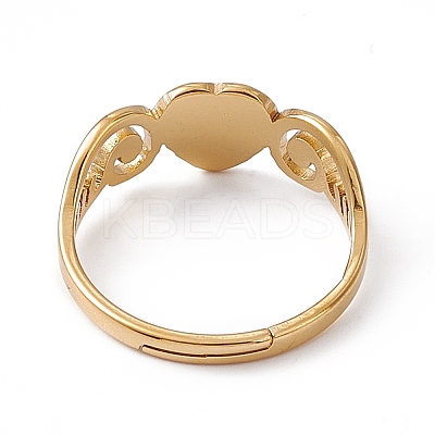 Ion Plating(IP) 201 Stainless Steel Heart Adjustable Ring for Women RJEW-K242-01G-1