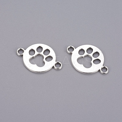 Tibetan Style Flat Round with Dog  Paw Print Alloy Links connectors LS-X-TIBE-Q045-04AS-RS-1