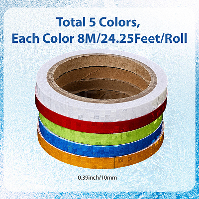 5 Rolls 5 Colors PVC Safety Reflective Tapes for Bicycles DIY-SP0004-39-1
