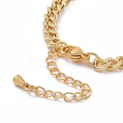 Cubic Zirconia Leopard Link Bracelet Brass Curb Chains for Women BJEW-G664-01G-02-1