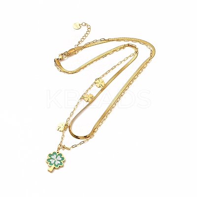 Ion Plating(IP) 304 Stainless Steel Shell Clover Pendant Necklaces NJEW-C032-12G-1