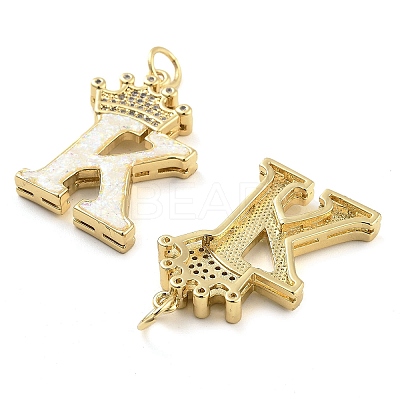 Brass Micro Pave Clear Cubic Zirconia Pendants KK-G498-01K-02-1