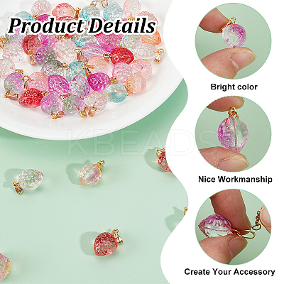 60Pcs 6 Colors Two Tone Transparent Spray Painted Glass Pendants GLAA-HY0001-47-1