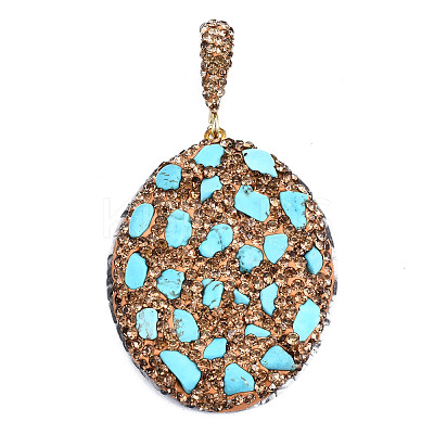Polymer Clay Rhinestone Pendants RB-S056-13A-G-1
