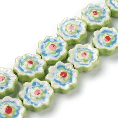 Handmade Porcelain Flower Beads Strands PORC-G006-14C-1