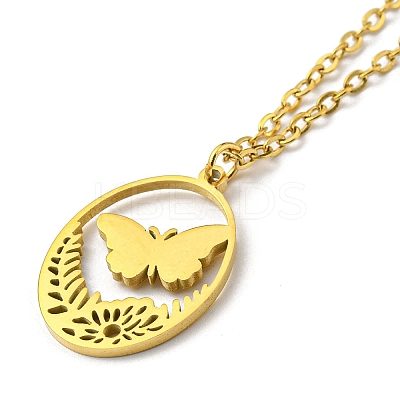 304 Stainless Steel Pendant Necklaces NJEW-Z025-03G-1