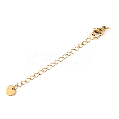 304 Stainless Steel Chain Extender with Flat Round Charms STAS-G383-05G-1