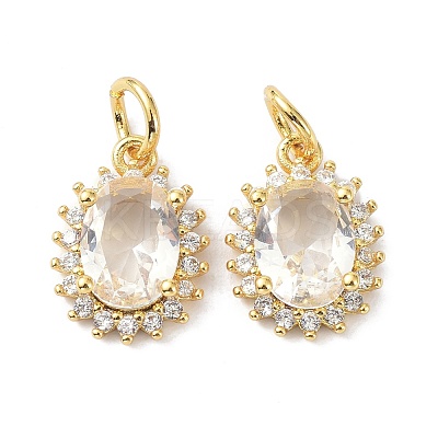 Brass Cubic Zirconia Charms ZIRC-C022-14G-1
