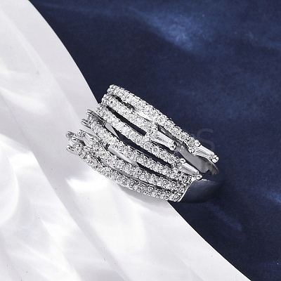 Brass Micro Pave Clear Cubic Zirconia Finger Rings RJEW-S398-01P-1