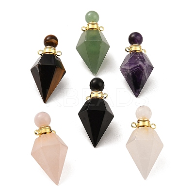 Natural Mixed Stone Openable Perfume Bottle Pendants G-F754-03G-1