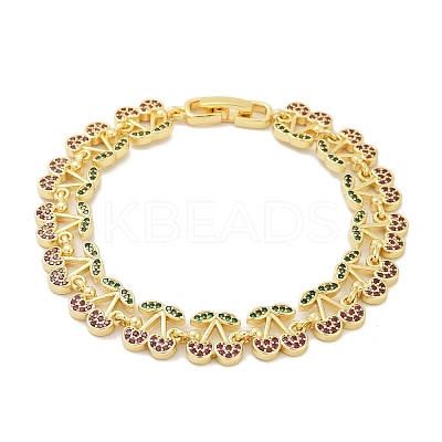 Brass Micro Pave Cubic Zirconia Link Bracelets for Women BJEW-Z126-05G-02-1