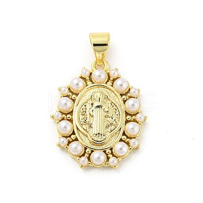 Brass with ABS Plastic Imitation Pearl Pendants FIND-Z023-04C-1