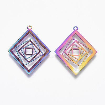 Ion Plating(IP) 304 Stainless Steel Filigree Pendants STAS-T057-04-1
