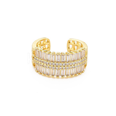 Brass Micro Pave Cubic Zirconia Cuff Rings for Women RJEW-T016-37G-02-1