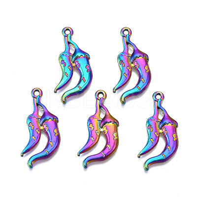 Rack Plating Rainbow Color Alloy Pendants PALLOY-S180-327-1