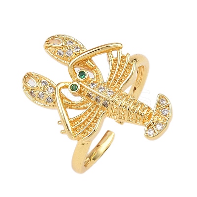Brass Micro Pave Cubic Zirconia Cuff Rings RJEW-C145-01B-G-1