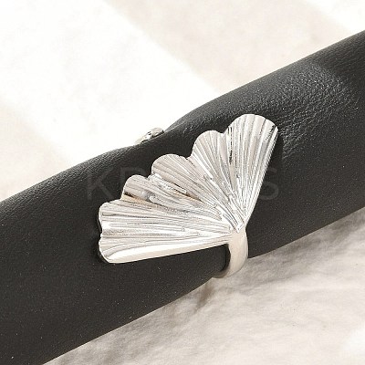 Leaf 304 Stainless Steel Open Cuff Rings for Women LS-RJEW-G338-06P-1