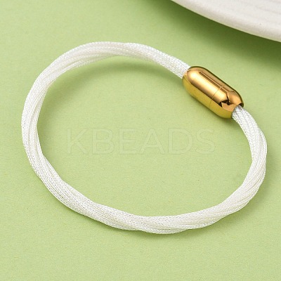 304 Stainless Steel with Polyester Metallic Cord Bracelets for Women BJEW-Z145-01G-32-1