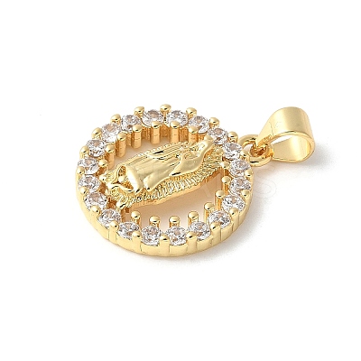 Brass Micro Pave Clear Cubic Zirconia Pendants ZIRC-I071-02G-02-1