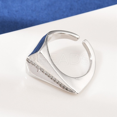 Brass Micro Pave Cubic Zirconia Adjustable Cuff Rings RJEW-C140-01P-1