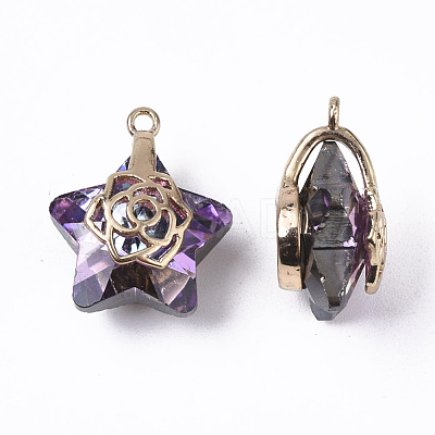 Electroplate Glass Pendants X-EGLA-N005-003C-1