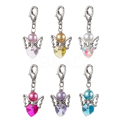 Heart Angel Glass Pendant Decoration HJEW-JM01980-1