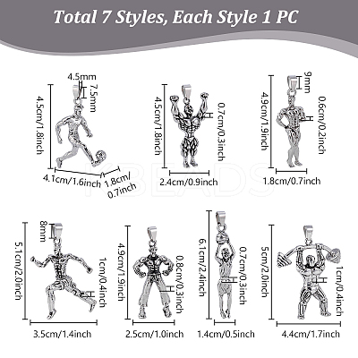 7Pcs 7 Styles Tibetan Style Alloy Pendants TIBE-PH0002-42-1