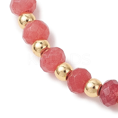 Brass & Dyed Natural Malaysia Jade Rondelle Beaded Bracelets for Women BJEW-JB13323-01-1