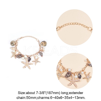 Trendy Starfish and Conch Jewelry Sets SJEW-PH0001-02G-1