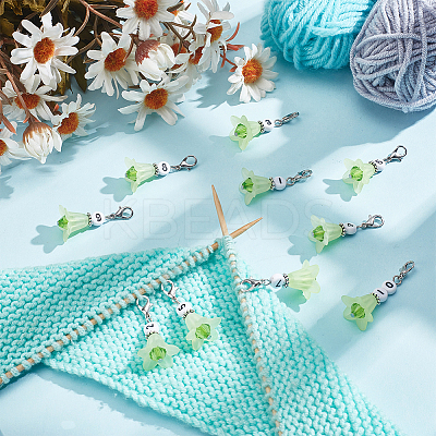 10Pcs 10 Styles Acrylic Pendant Stitch Markers HJEW-AB00748-1