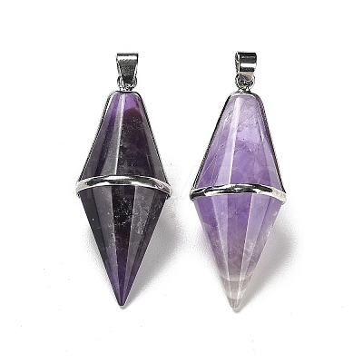 Natural & Synthetic Mixed Gemstone Pointed Pendants G-F763-04P-1