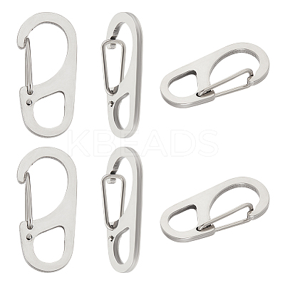6Pcs 202 Stainless Steel Keychain Carabiner STAS-UN0047-09-1